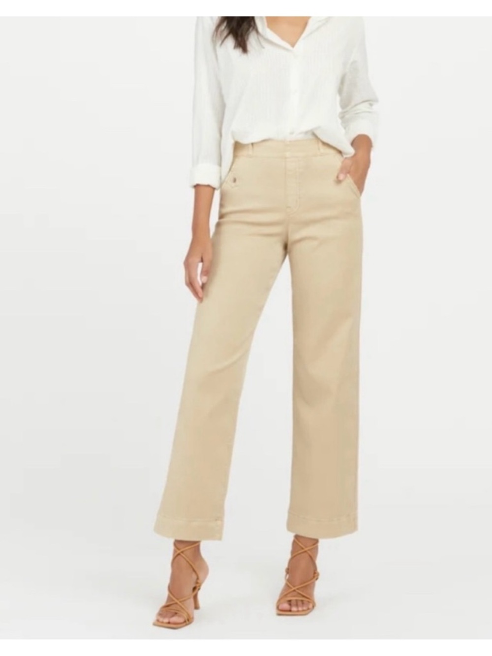 SPANX cropped -Leg High-Rise Jeans — Beige size Small
